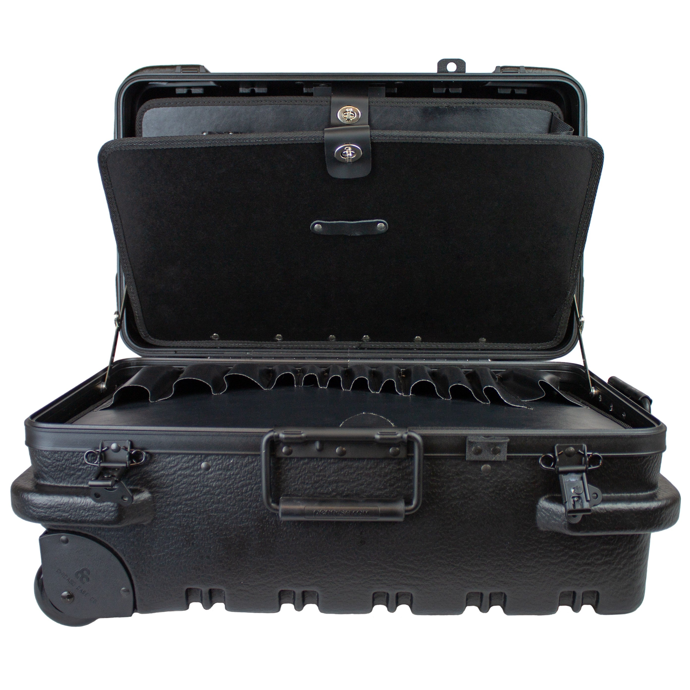 Military Style Rolling Tool Case with 3 Tool Pallet Organizers (Black) 95-8601