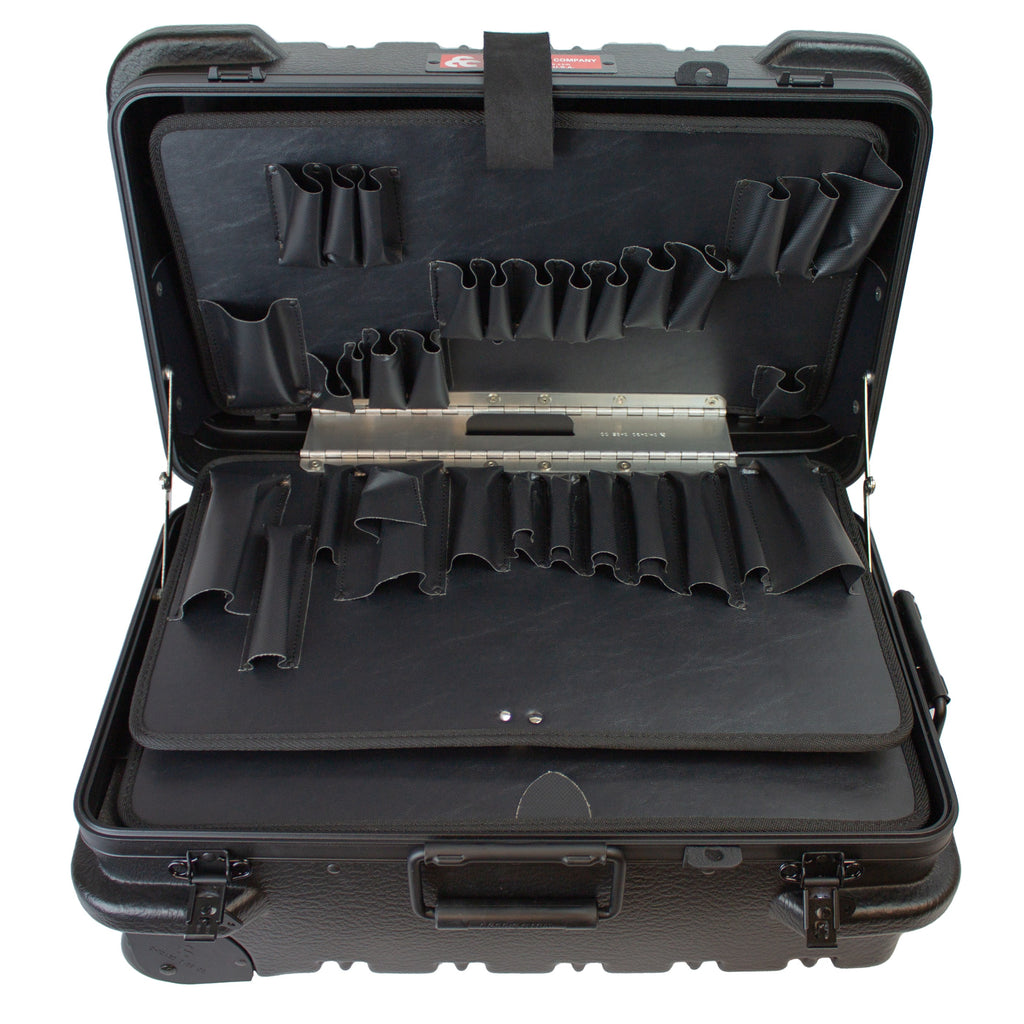 Military Style Rolling Tool Case with 3 Tool Pallet Organizers (Black) 95-8601