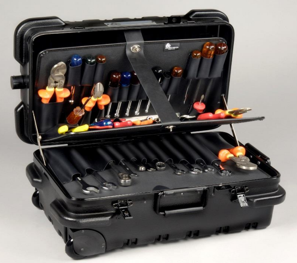 Military Style Rolling Tool Case with 3 Tool Pallet Organizers (Black) 95-8601