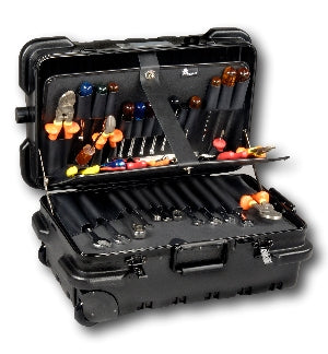 Military Style Rolling Tool Case with 3 Tool Pallet Organizers (Black) 95-8601